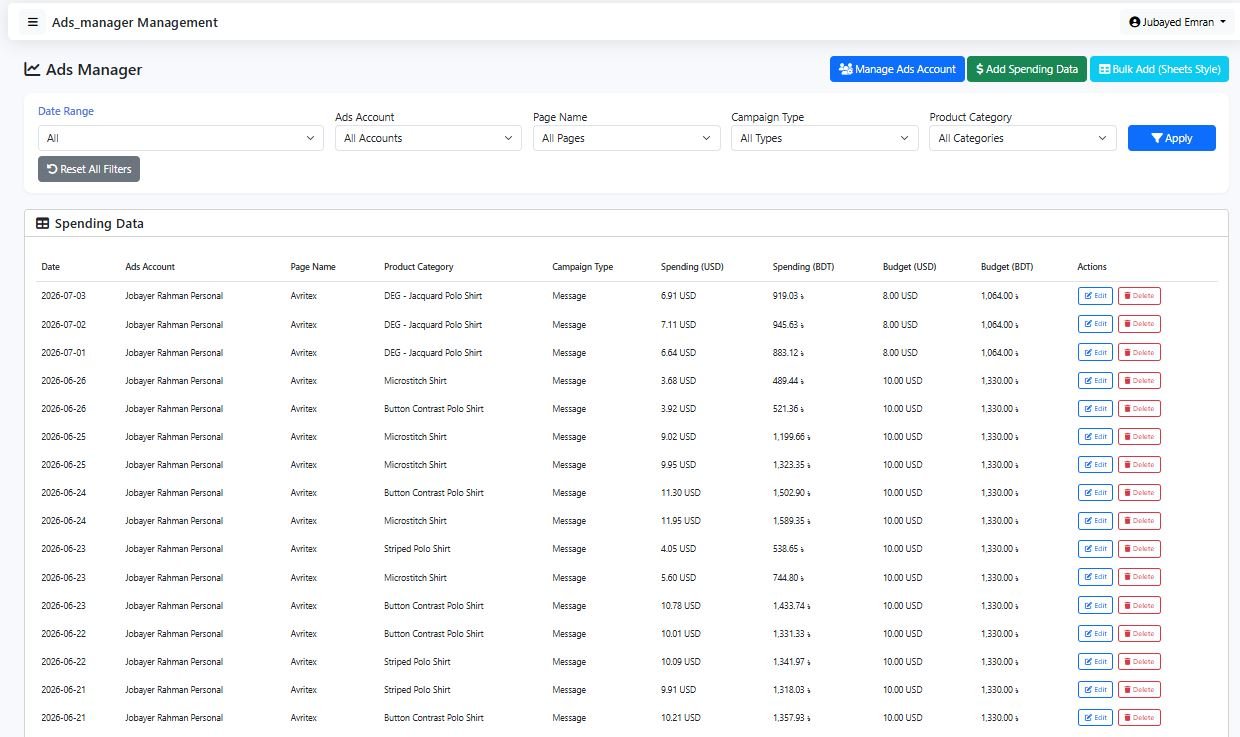 Ads Manager module screenshot